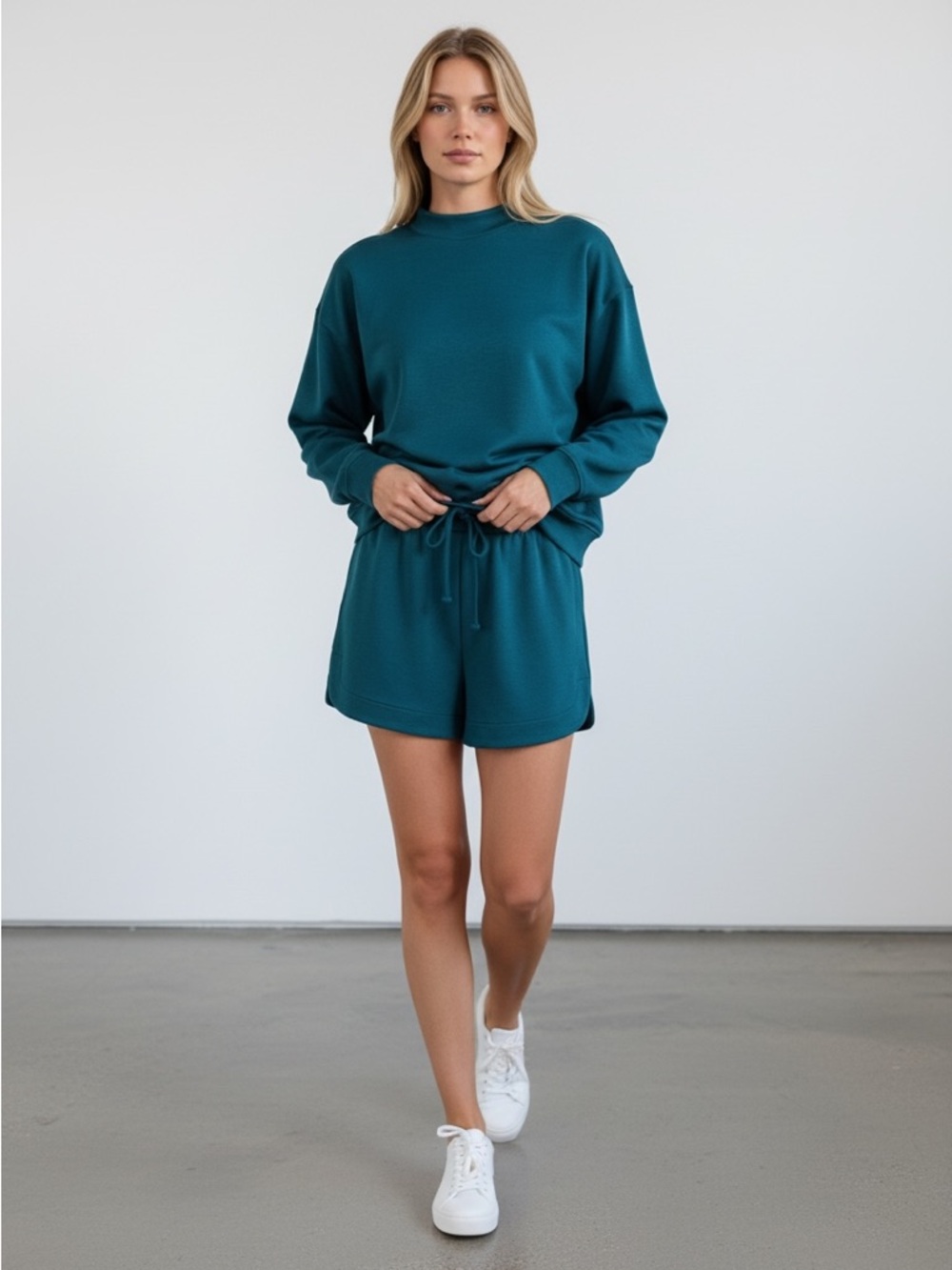 1299 • Dark Teal Lux Scuba Shorts 2 Piece Set